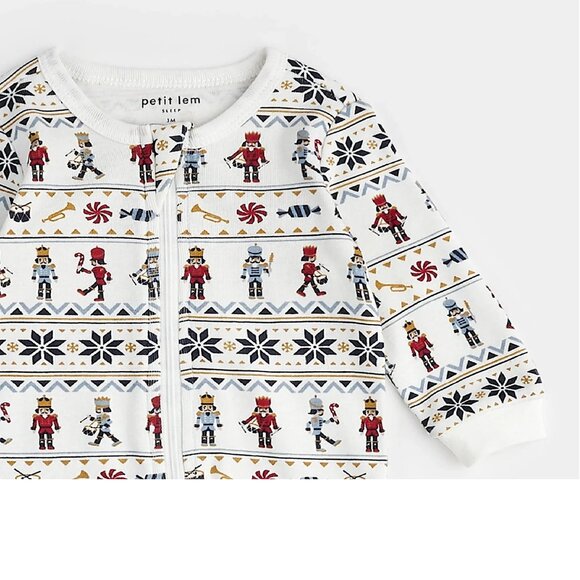 Petit Lem Nutcracker Fair Isle Print Baby Sleeper 24M - Picture 2 of 5
